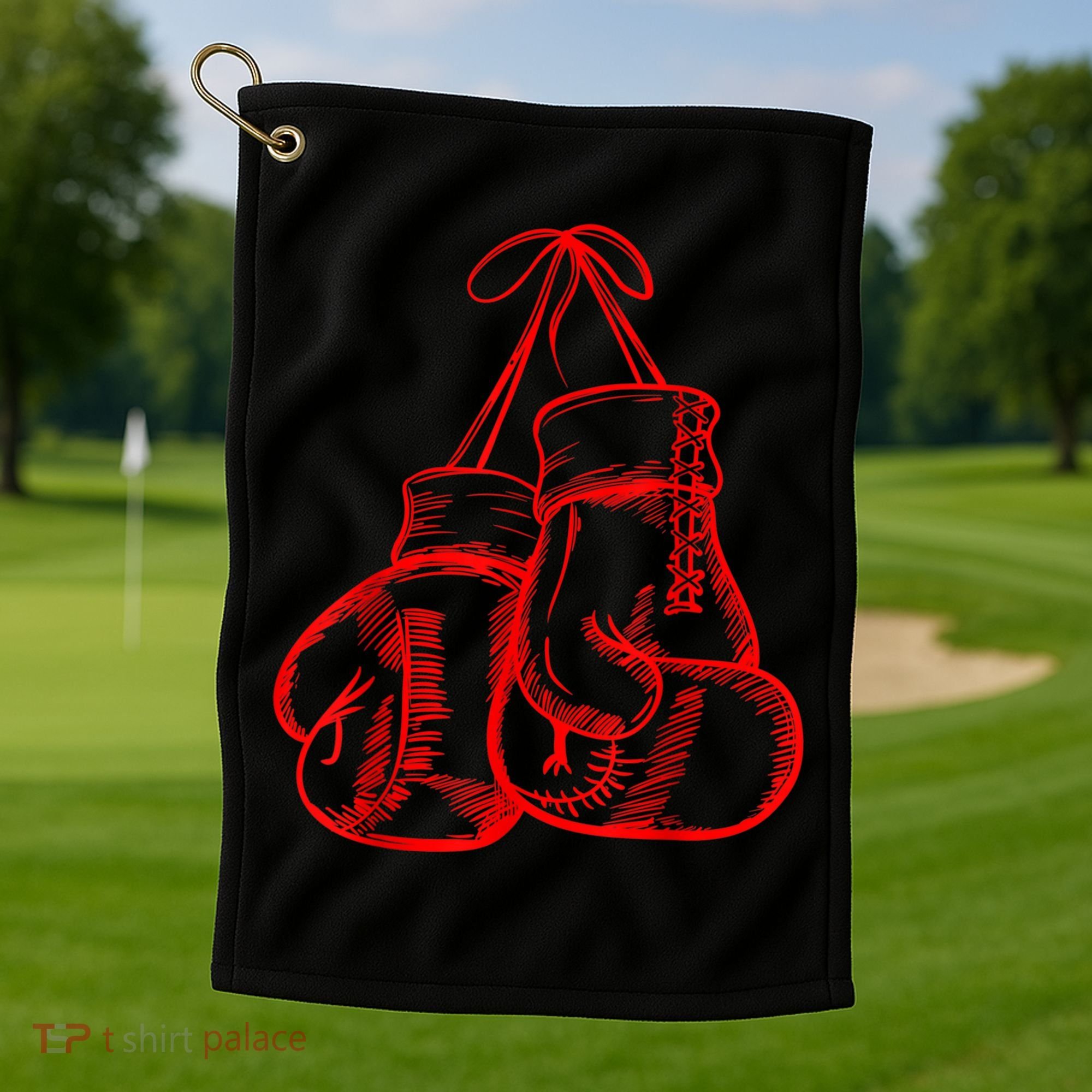 Retro Love Red Boxing Gloves Gifts Boxer Gift TShirt Golf Towel