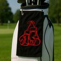 Retro Love Red Boxing Gloves Gifts Boxer Gift TShirt Golf Towel thumb 2