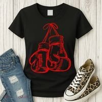 Retro Love Red Boxing Gloves Gifts Boxer Gift TShirt Women's T-Shirt thumb 3