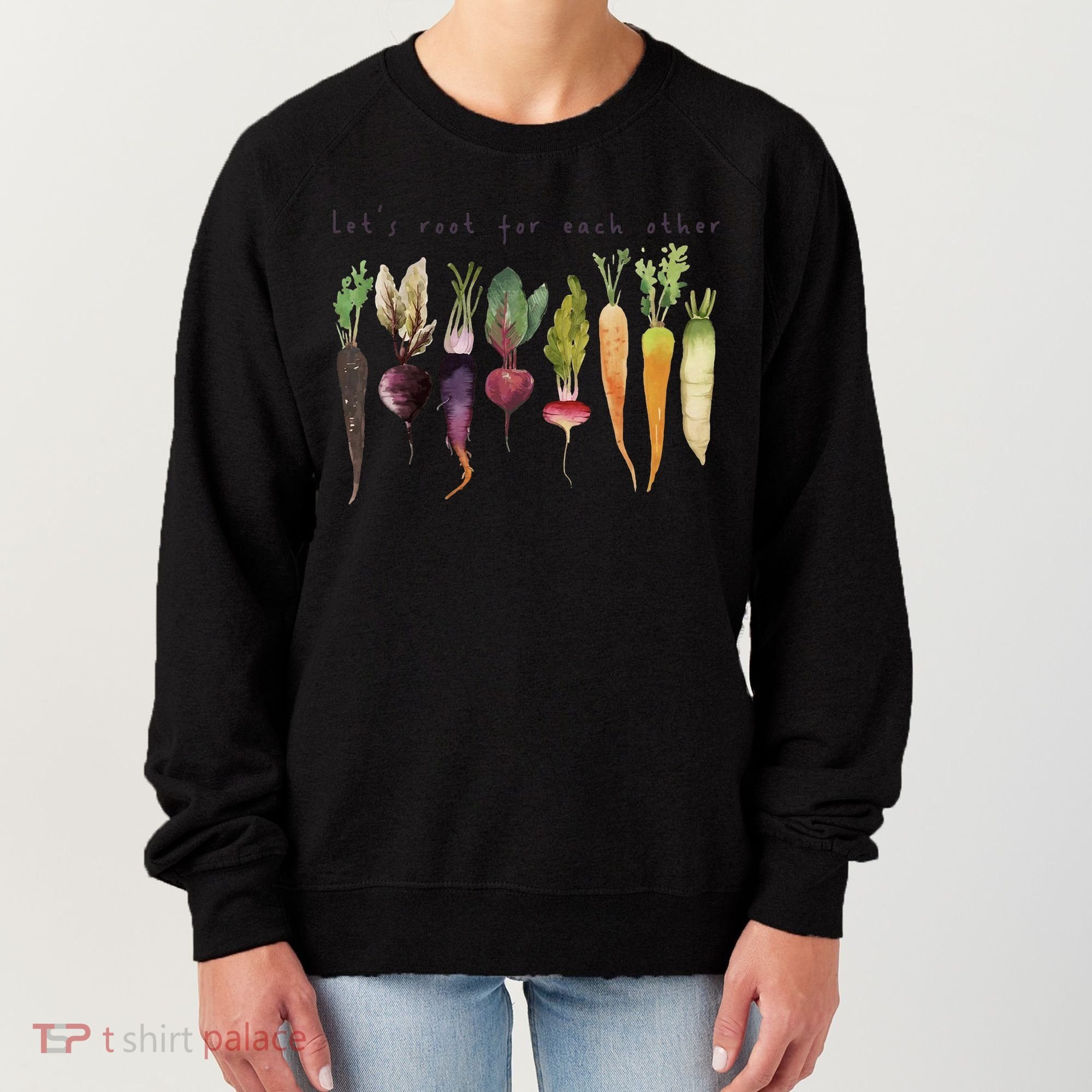 Retro Let's Root For Each Other Cute Veggie Funny Vegan Women's Sweatshirt