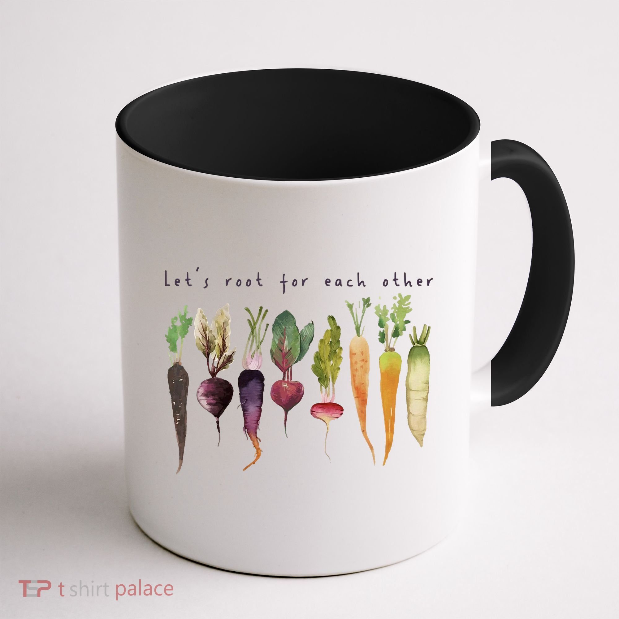 Retro Let's Root For Each Other Cute Veggie Funny Vegan Coffee Mug