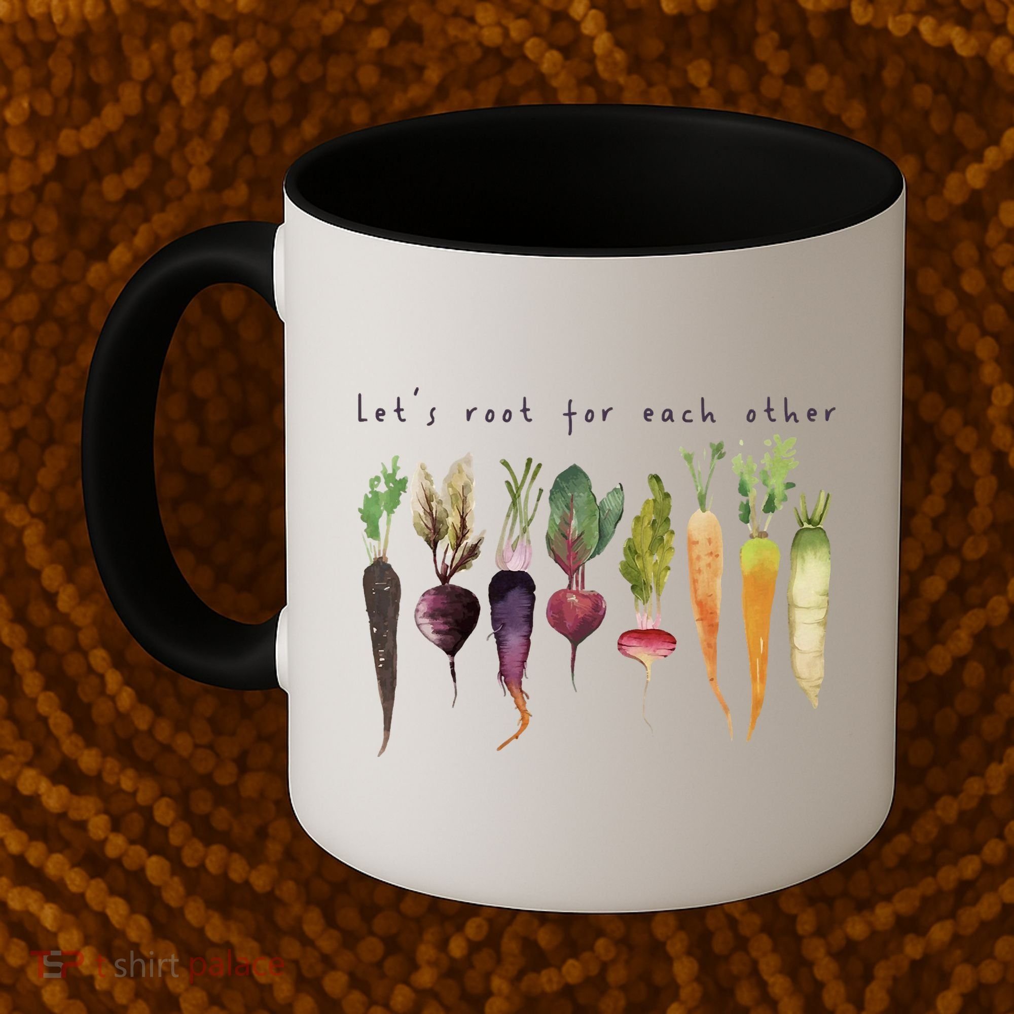 Retro Let's Root For Each Other Cute Veggie Funny Vegan Coffee Mug