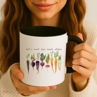 Retro Let's Root For Each Other Cute Veggie Funny Vegan Coffee Mug thumb 3
