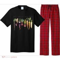 Retro Let's Root For Each Other Cute Veggie Funny Vegan Pajama Set thumb 0