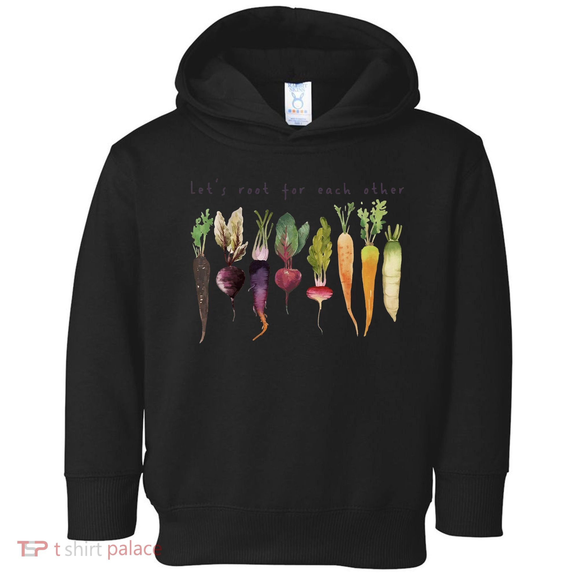 Retro Let's Root For Each Other Cute Veggie Funny Vegan Toddler Hoodie