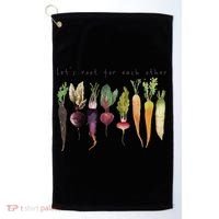Retro Let's Root For Each Other Cute Veggie Funny Vegan Golf Towel thumb 0