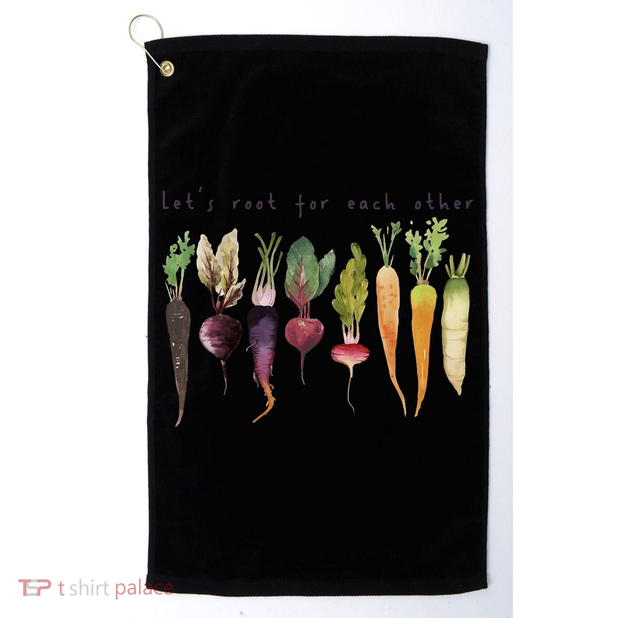 Retro Let's Root For Each Other Cute Veggie Funny Vegan Golf Towel