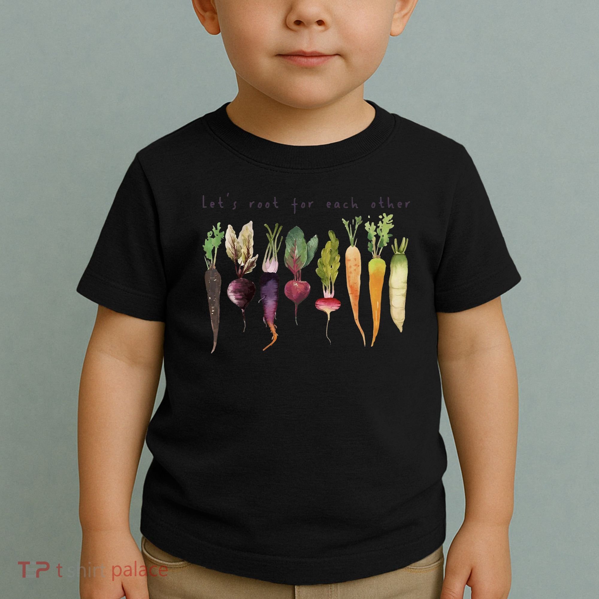 Retro Let's Root For Each Other Cute Veggie Funny Vegan Toddler T-Shirt