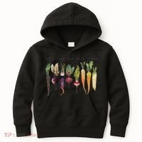 Retro Let's Root For Each Other Cute Veggie Funny Vegan Kids Hoodie thumb 0