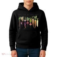 Retro Let's Root For Each Other Cute Veggie Funny Vegan Kids Hoodie thumb 4