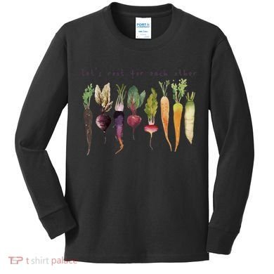 Retro Let's Root For Each Other Cute Veggie Funny Vegan Kids Long Sleeve Shirt