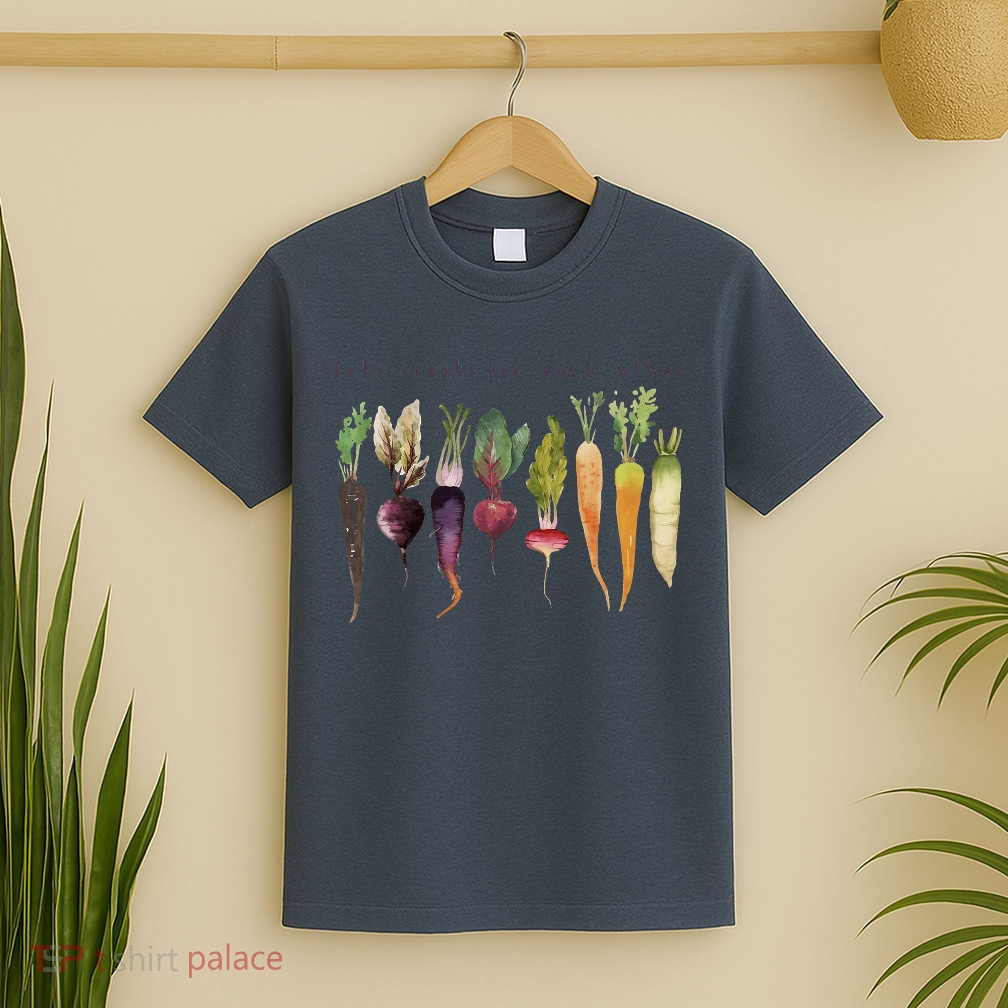 Retro Let's Root For Each Other Cute Veggie Funny Vegan T-Shirt