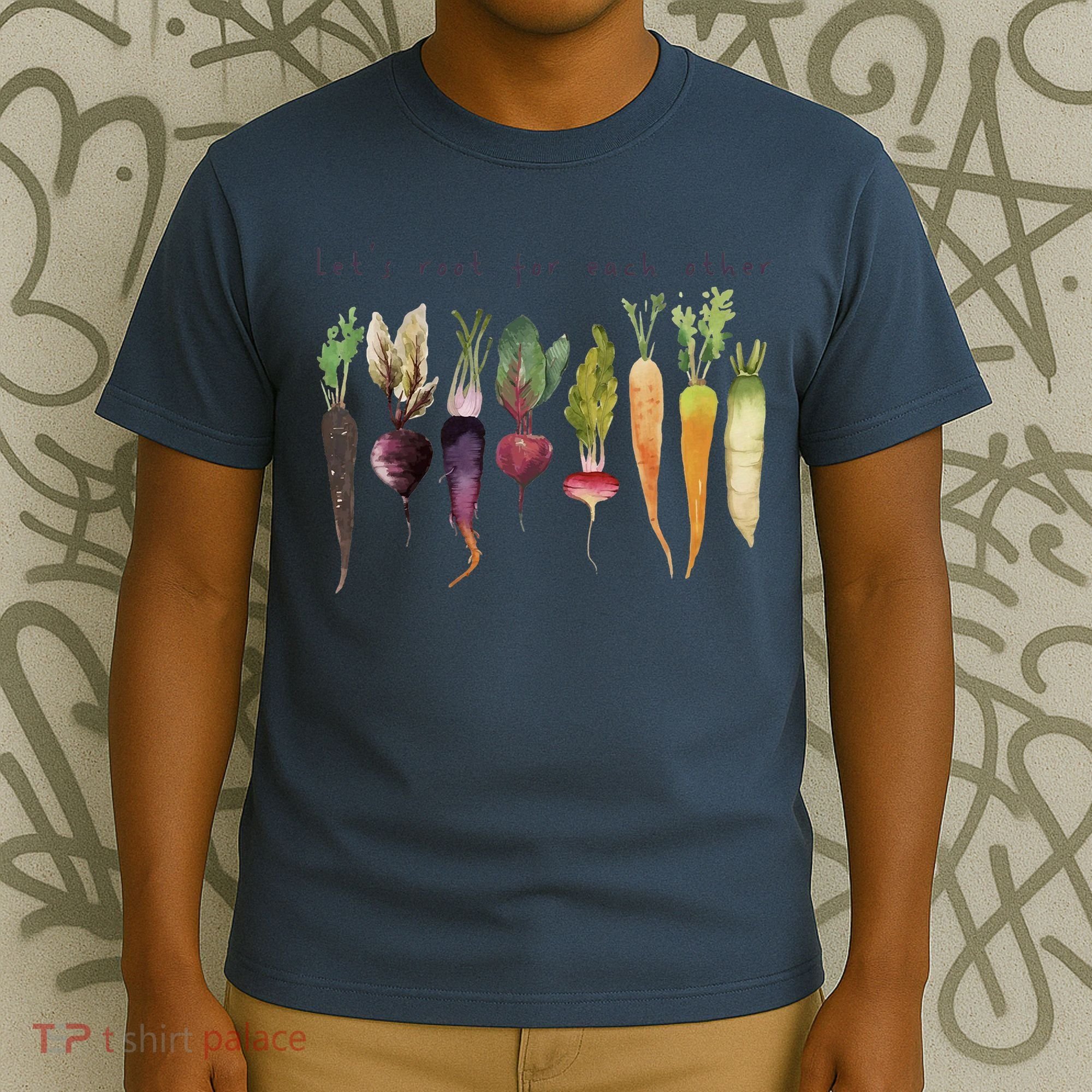 Retro Let's Root For Each Other Cute Veggie Funny Vegan T-Shirt