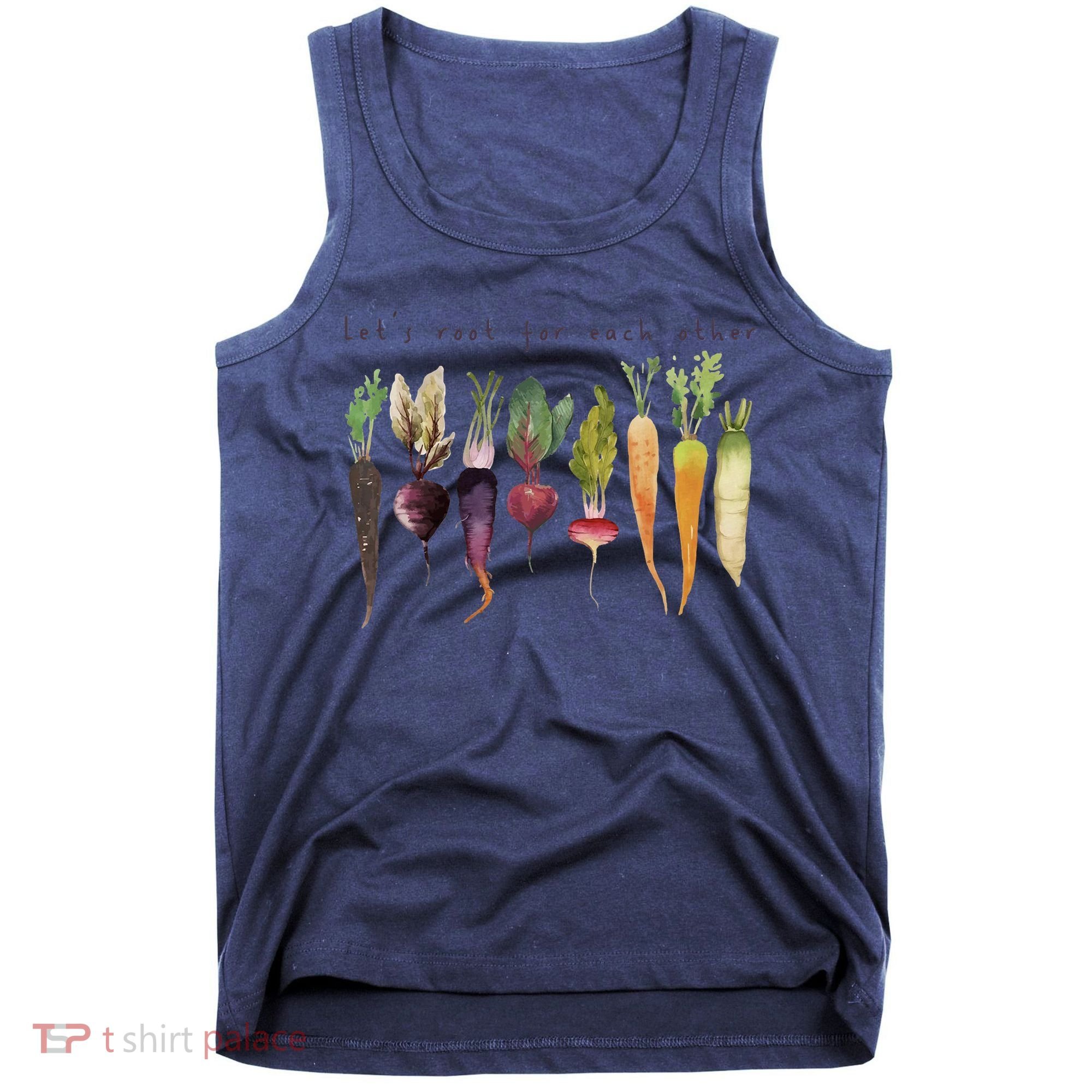 Retro Let's Root For Each Other Cute Veggie Funny Vegan Tank Top