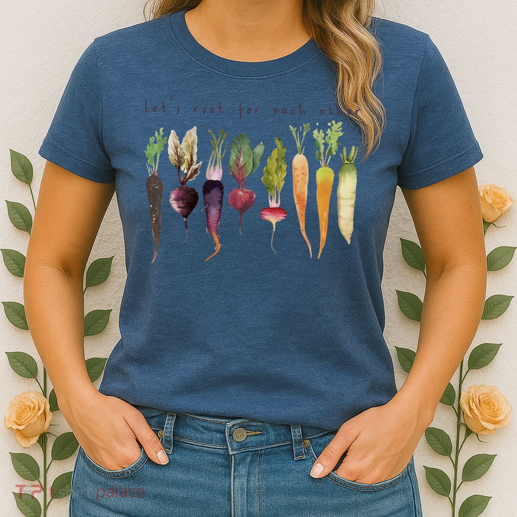 Retro Let's Root For Each Other Cute Veggie Funny Vegan Women's T-Shirt