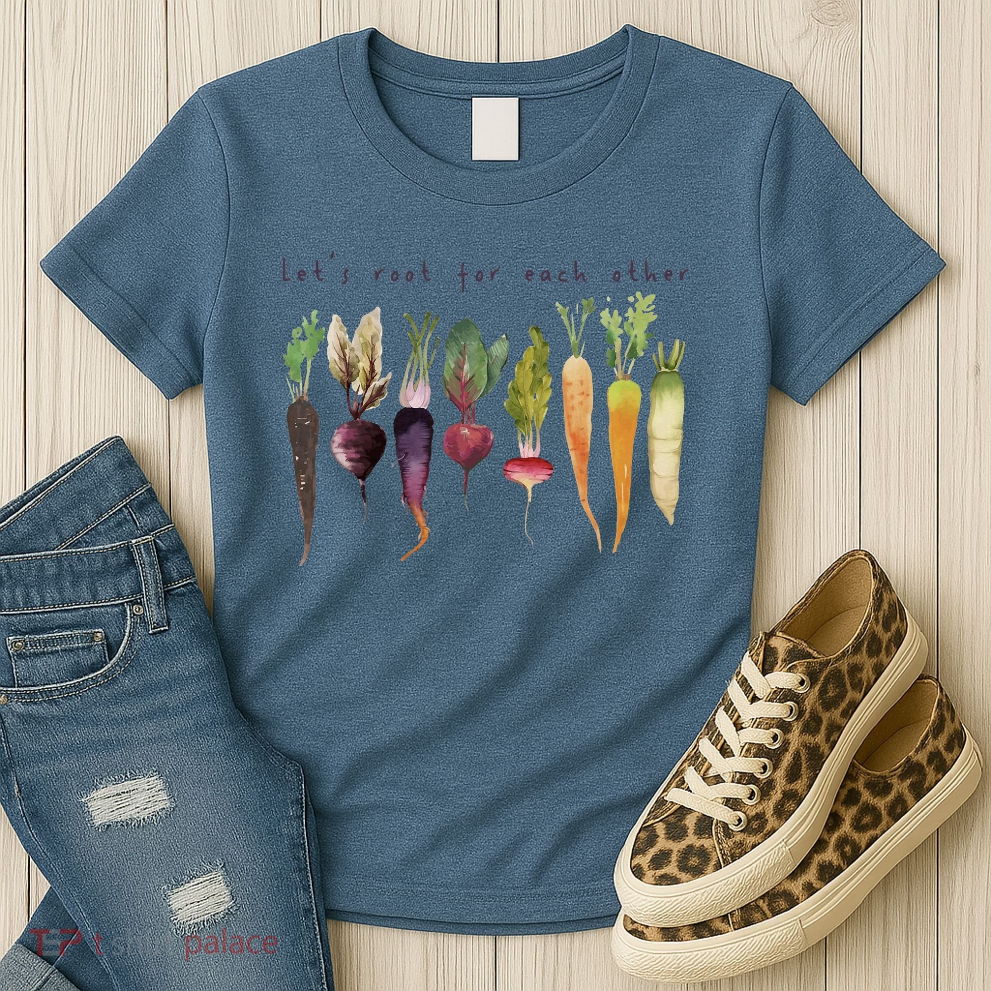 Retro Let's Root For Each Other Cute Veggie Funny Vegan Women's T-Shirt