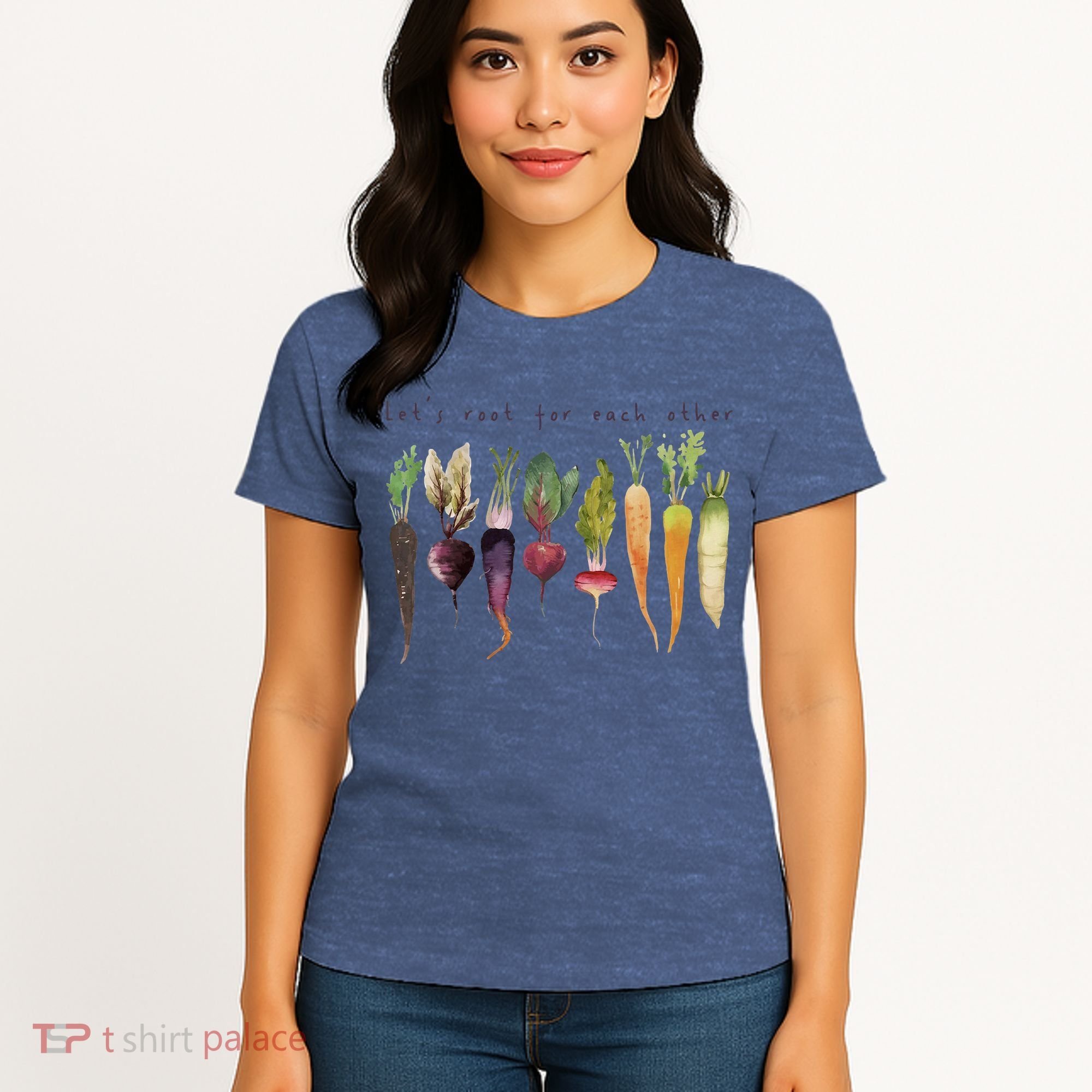 Retro Let's Root For Each Other Cute Veggie Funny Vegan Women's T-Shirt
