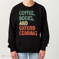 Reading Lover Reader Gift Coffee Books And Oxford Commas Cool Gift Women's Sweatshirt thumb 0