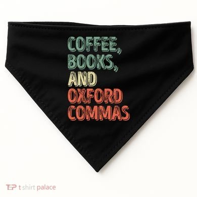 Reading Lover Reader Gift Coffee Books And Oxford Commas Cool Gift USA-Made Doggie Bandana