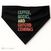 Reading Lover Reader Gift Coffee Books And Oxford Commas Cool Gift USA-Made Doggie Bandana thumb 0