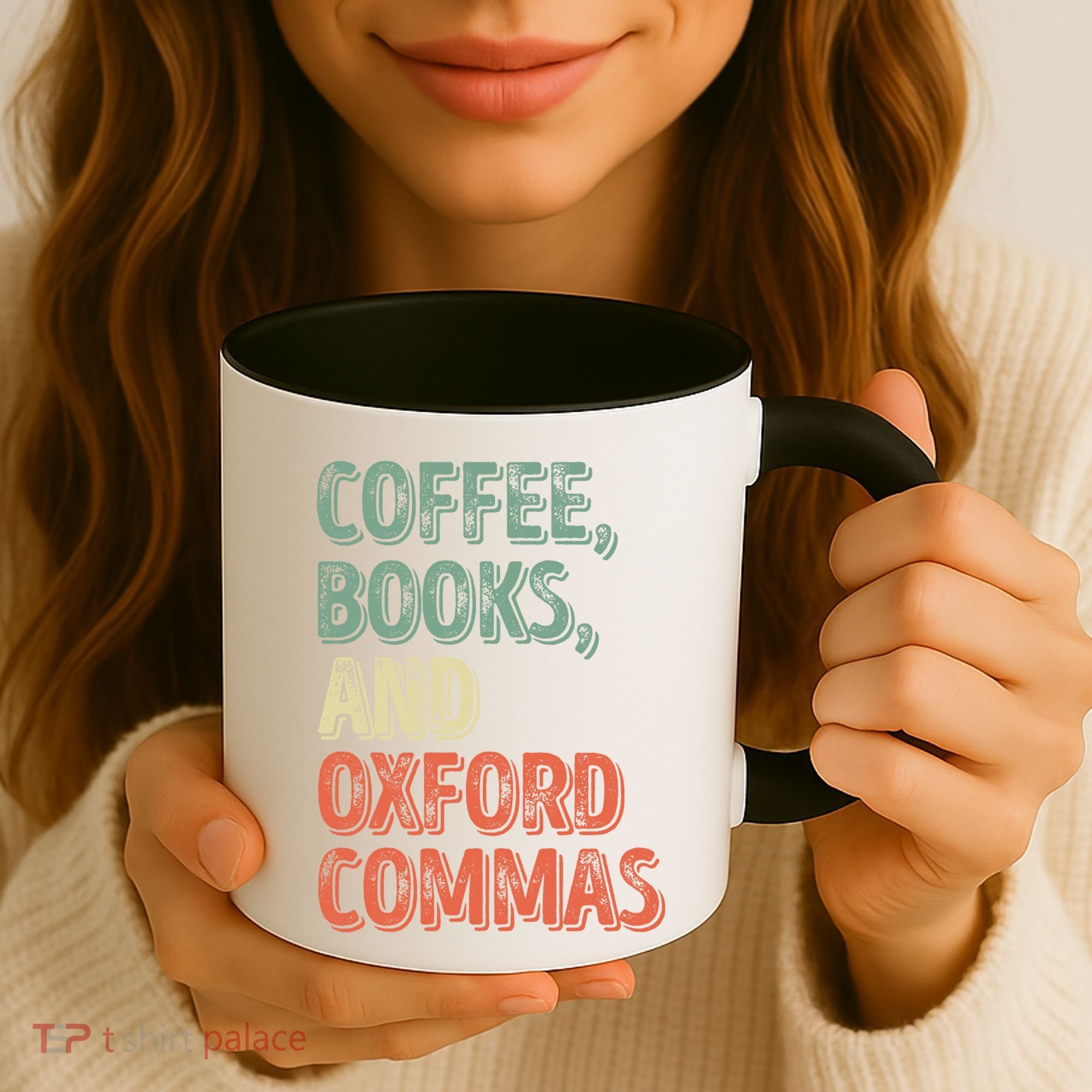 Reading Lover Reader Gift Coffee Books And Oxford Commas Cool Gift Coffee Mug