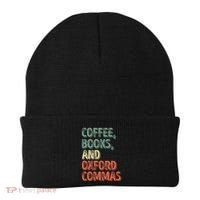 Reading Lover Reader Gift Coffee Books And Oxford Commas Cool Gift Beanie thumb 0