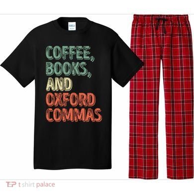Reading Lover Reader Gift Coffee Books And Oxford Commas Cool Gift Pajama Set