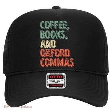 Reading Lover Reader Gift Coffee Books And Oxford Commas Cool Gift Hat