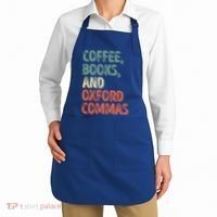 Reading Lover Reader Gift Coffee Books And Oxford Commas Cool Gift Apron thumb 2
