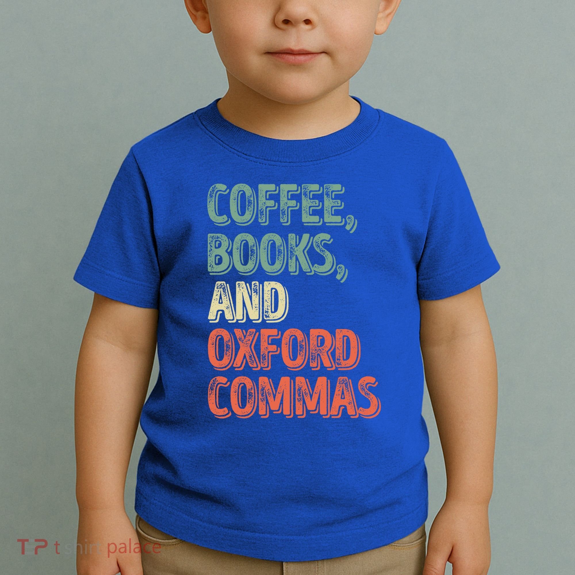 Reading Lover Reader Gift Coffee Books And Oxford Commas Cool Gift Toddler T-Shirt