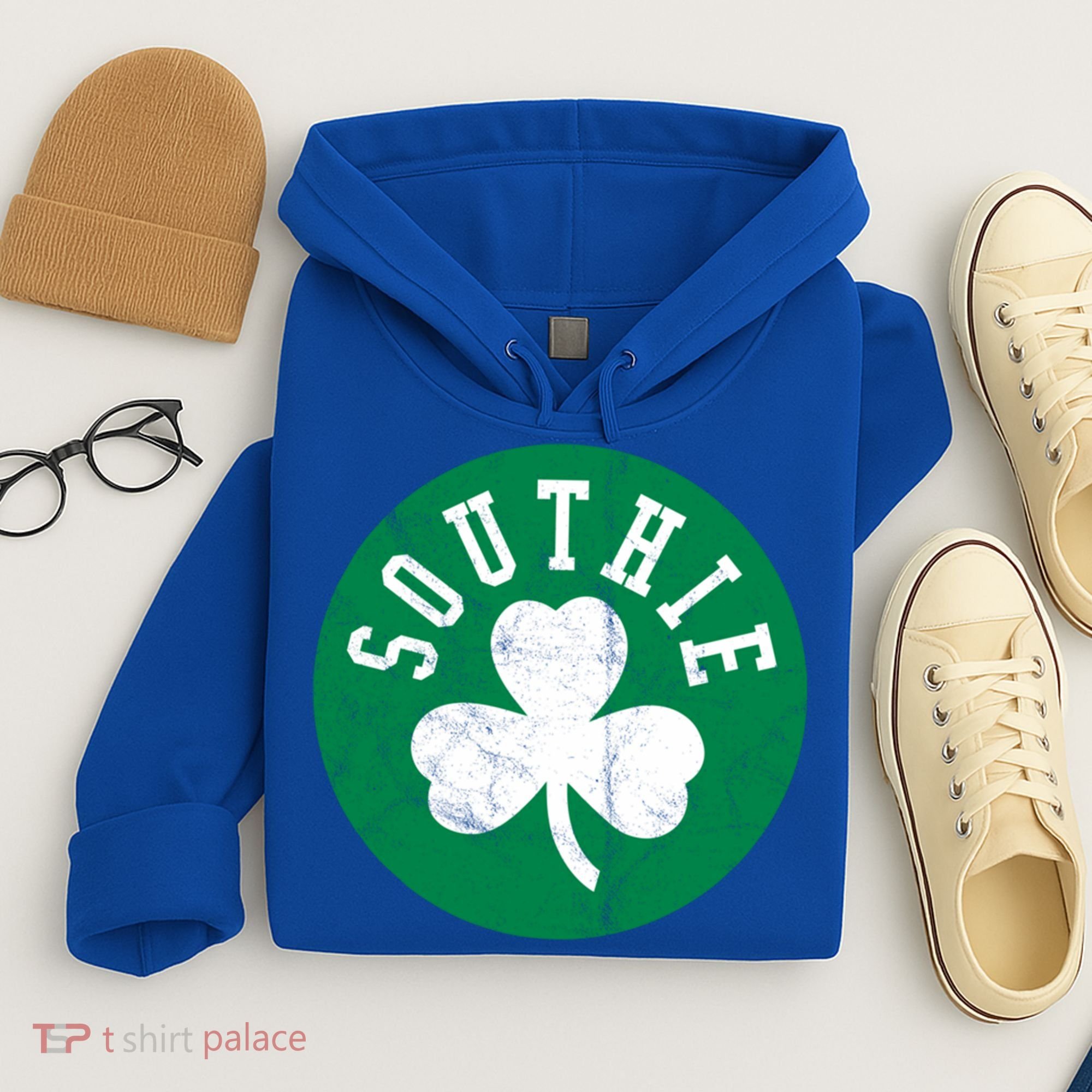Retro Look Southie Irish St Patricks Day Distressed Gift Hoodie