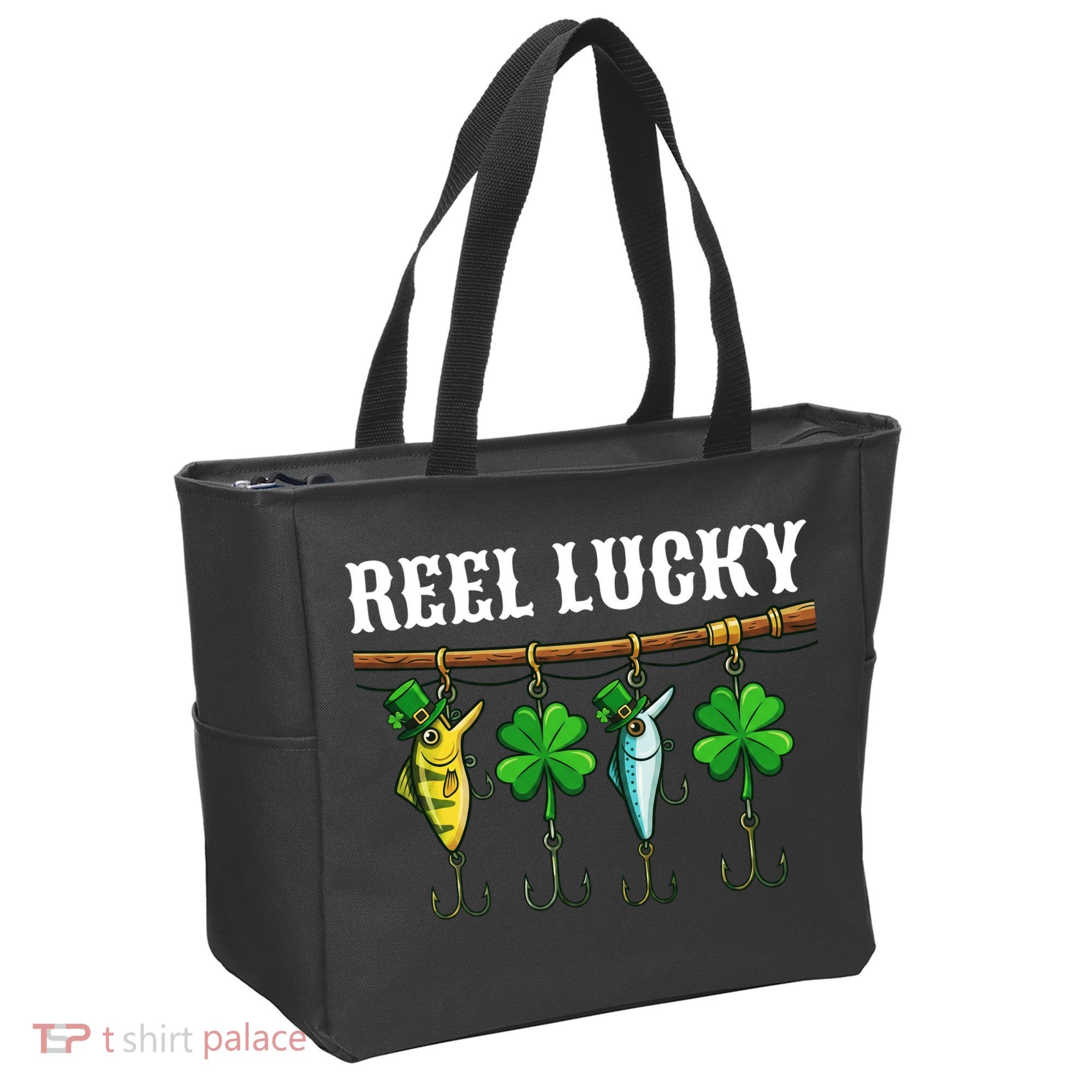 Reel Lucky St Patrick’s Day Fishing Tote Bag