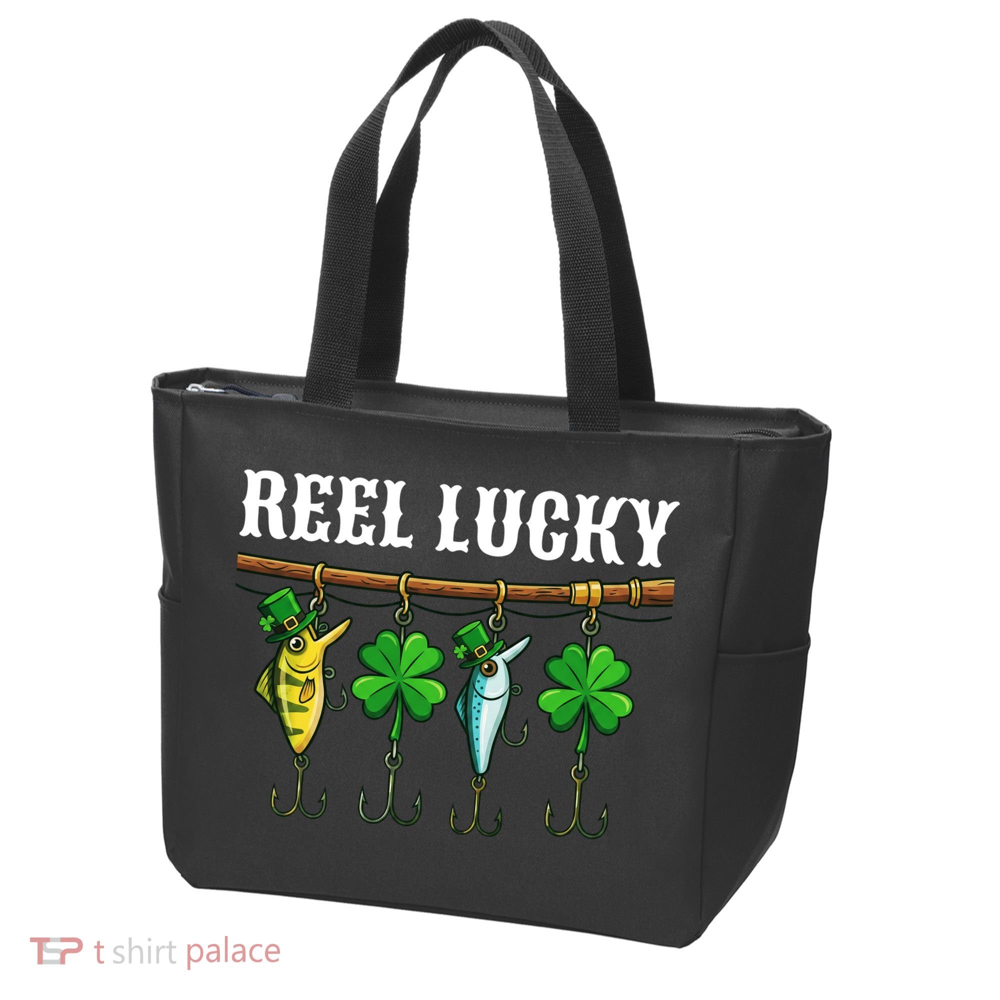 Reel Lucky St Patrick’s Day Fishing Tote Bag