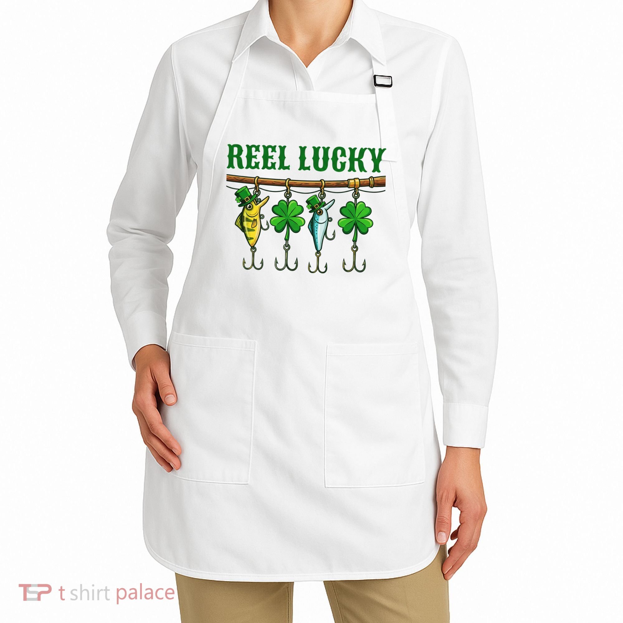 Reel Lucky St Patrick’s Day Fishing Apron