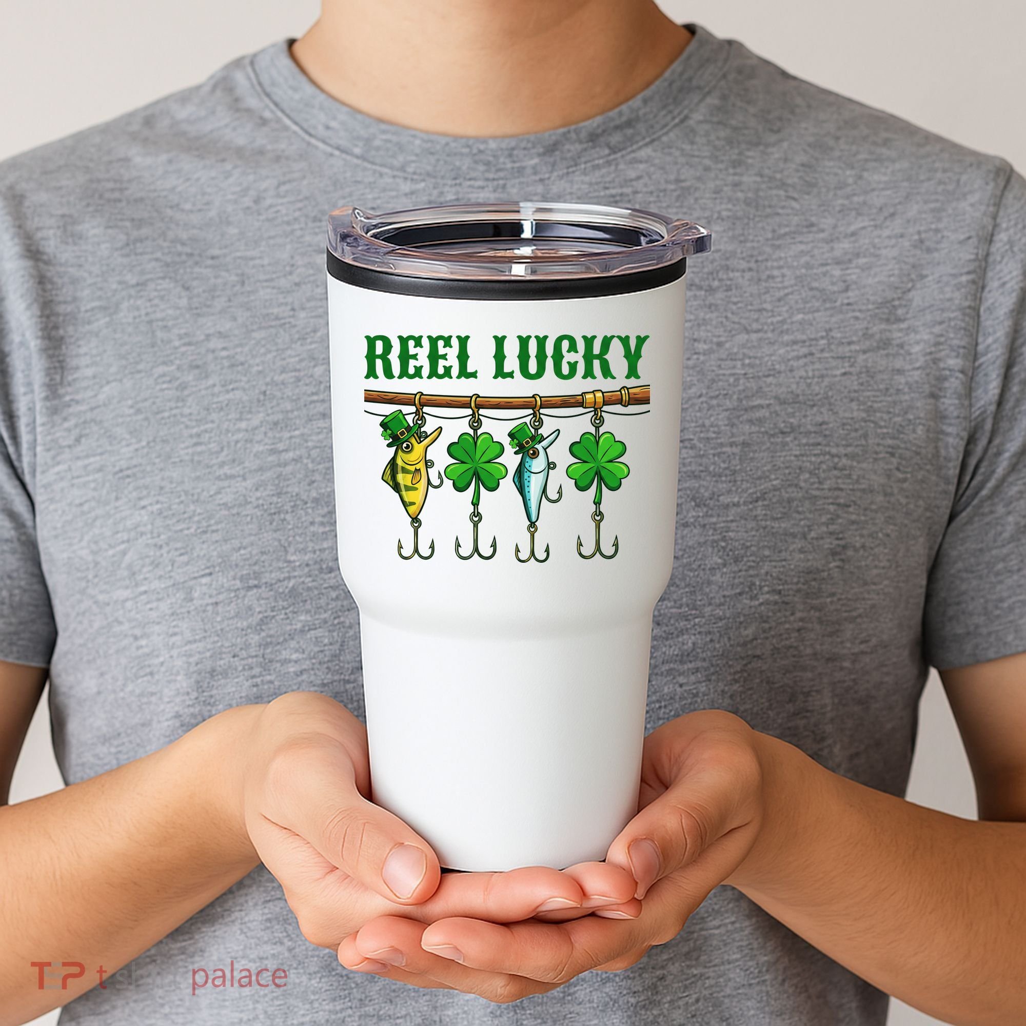 Reel Lucky St Patrick’s Day Fishing Tumbler