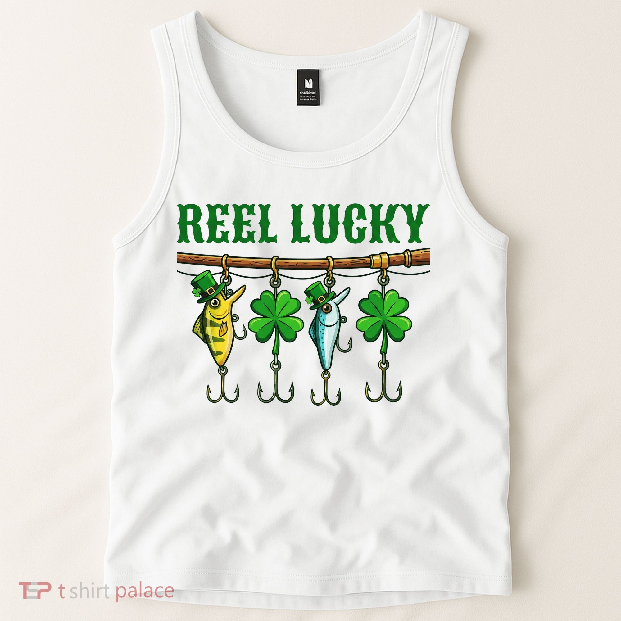 Reel Lucky St Patrick’s Day Fishing Tank Top