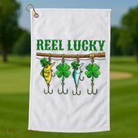 Reel Lucky St Patrick’s Day Fishing Golf Towel thumb 1