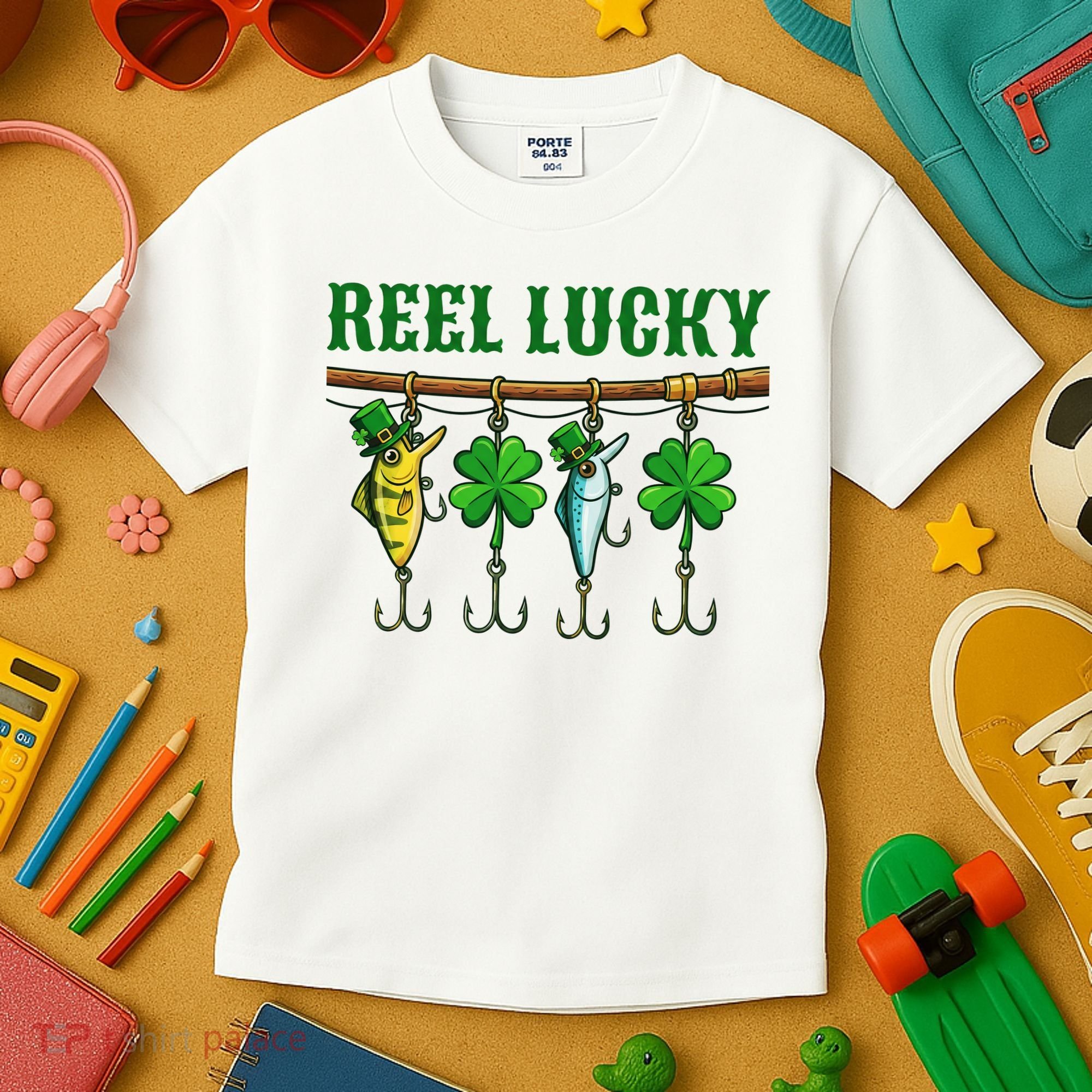 Reel Lucky St Patrick’s Day Fishing Kids T-Shirt