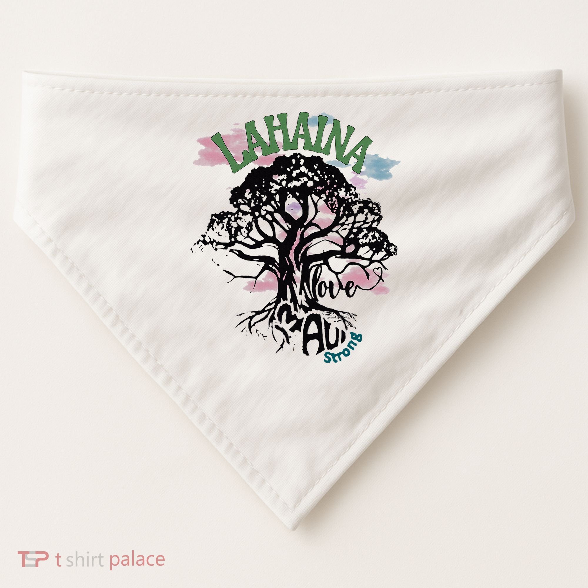 Retro Lahaina Strong Love Maui Support Hawaii Trees USA-Made Doggie Bandana