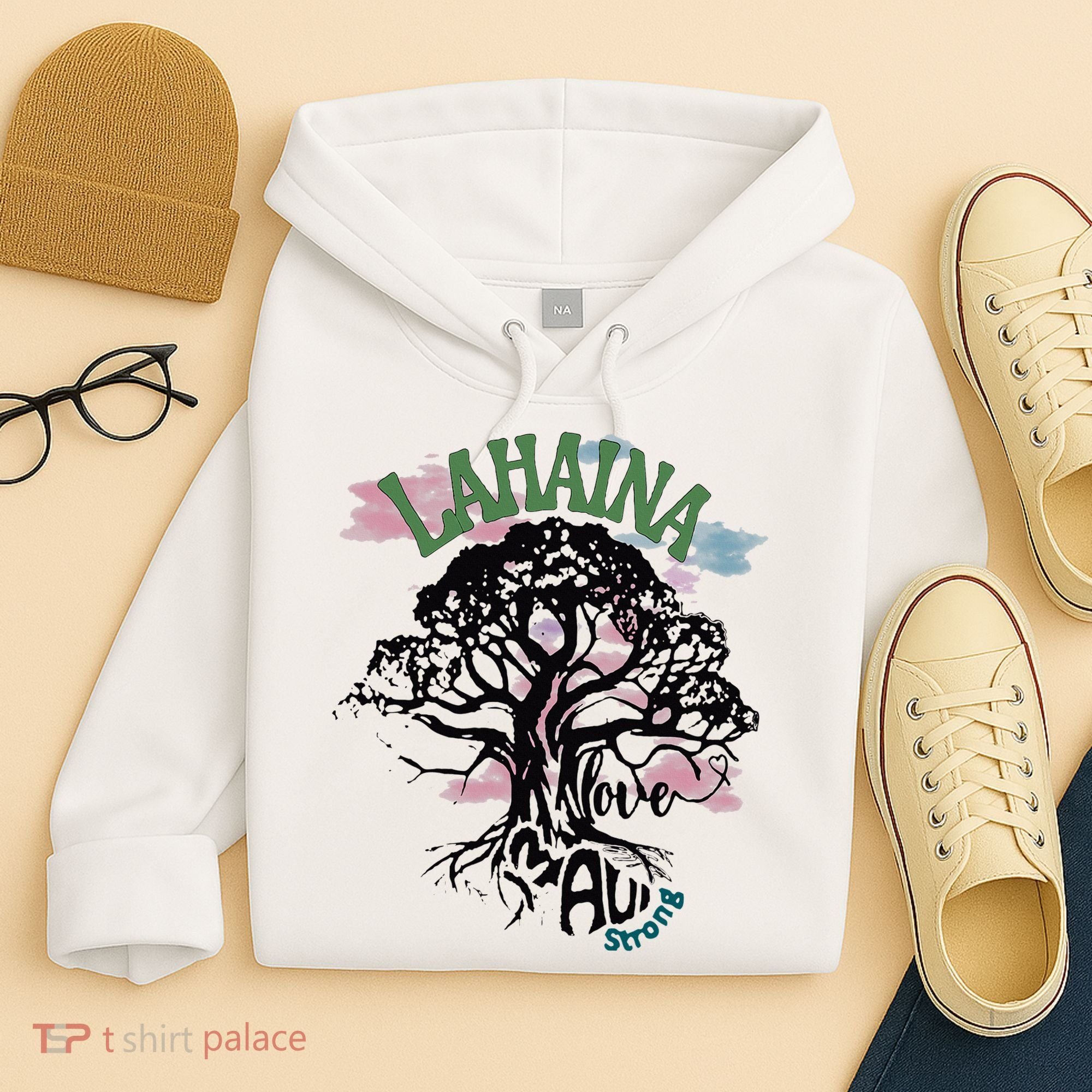 Retro Lahaina Strong Love Maui Support Hawaii Trees Hoodie