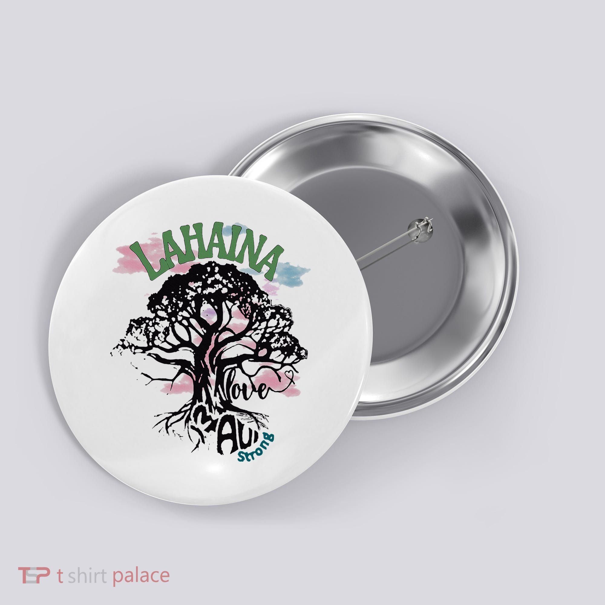 Retro Lahaina Strong Love Maui Support Hawaii Trees Button