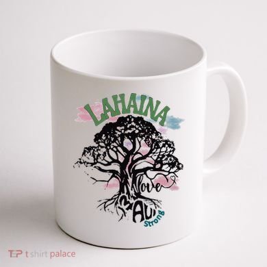 Retro Lahaina Strong Love Maui Support Hawaii Trees Coffee Mug back