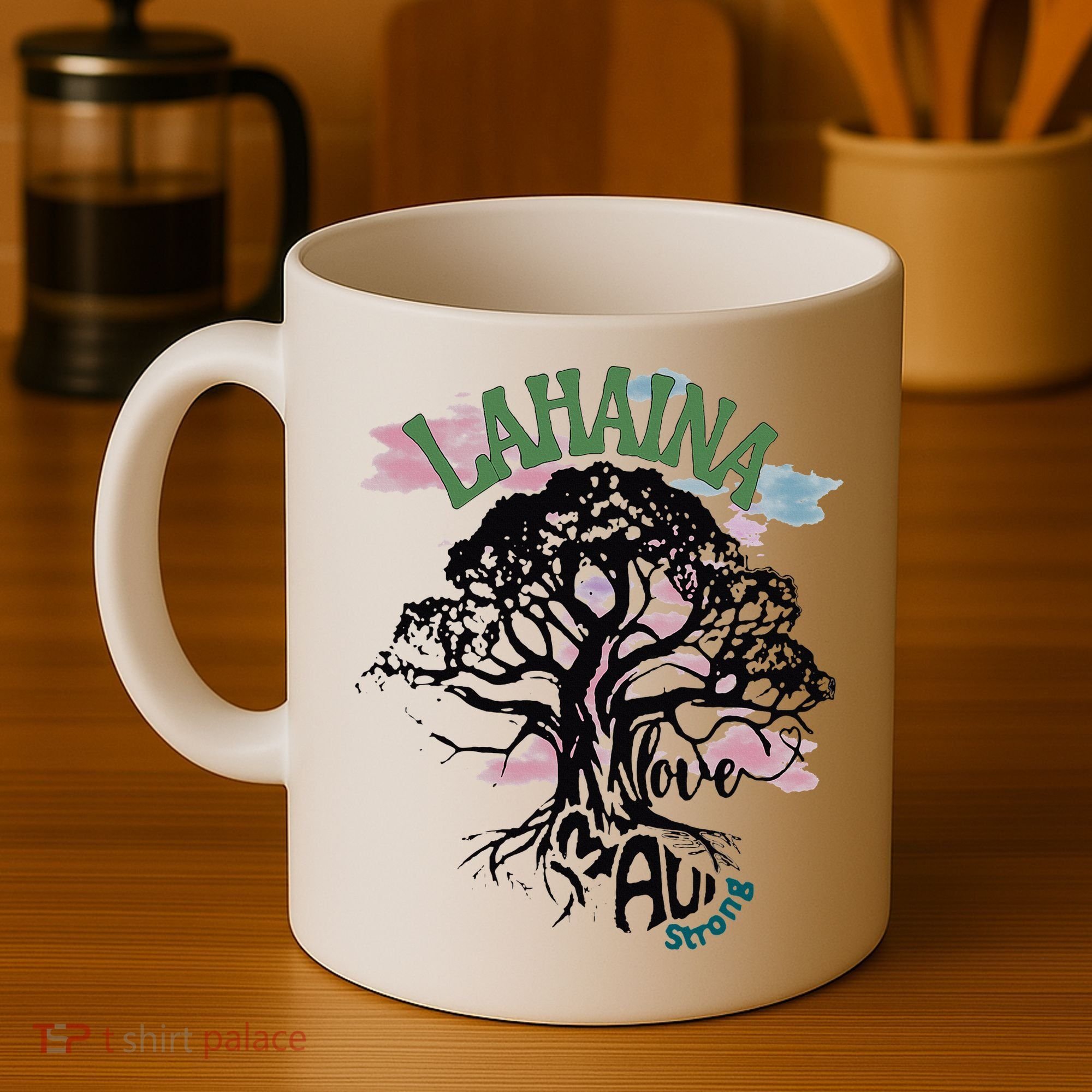 Retro Lahaina Strong Love Maui Support Hawaii Trees Coffee Mug