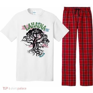 Retro Lahaina Strong Love Maui Support Hawaii Trees Pajama Set