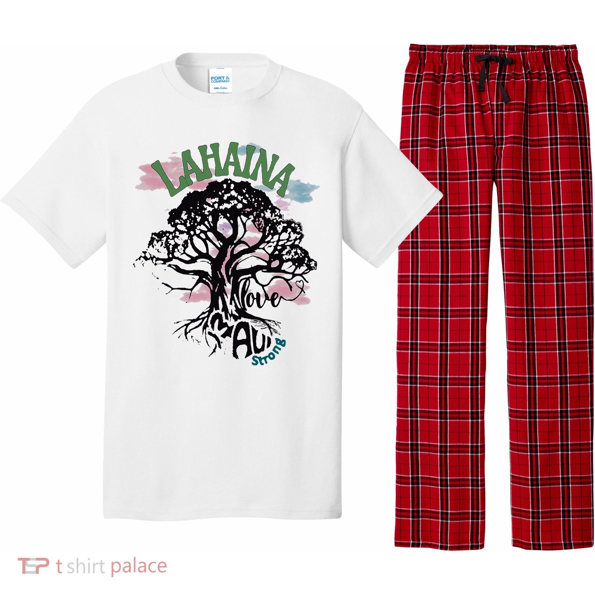 Retro Lahaina Strong Love Maui Support Hawaii Trees Pajama Set