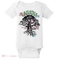 Retro Lahaina Strong Love Maui Support Hawaii Trees Baby Bodysuit thumb 0