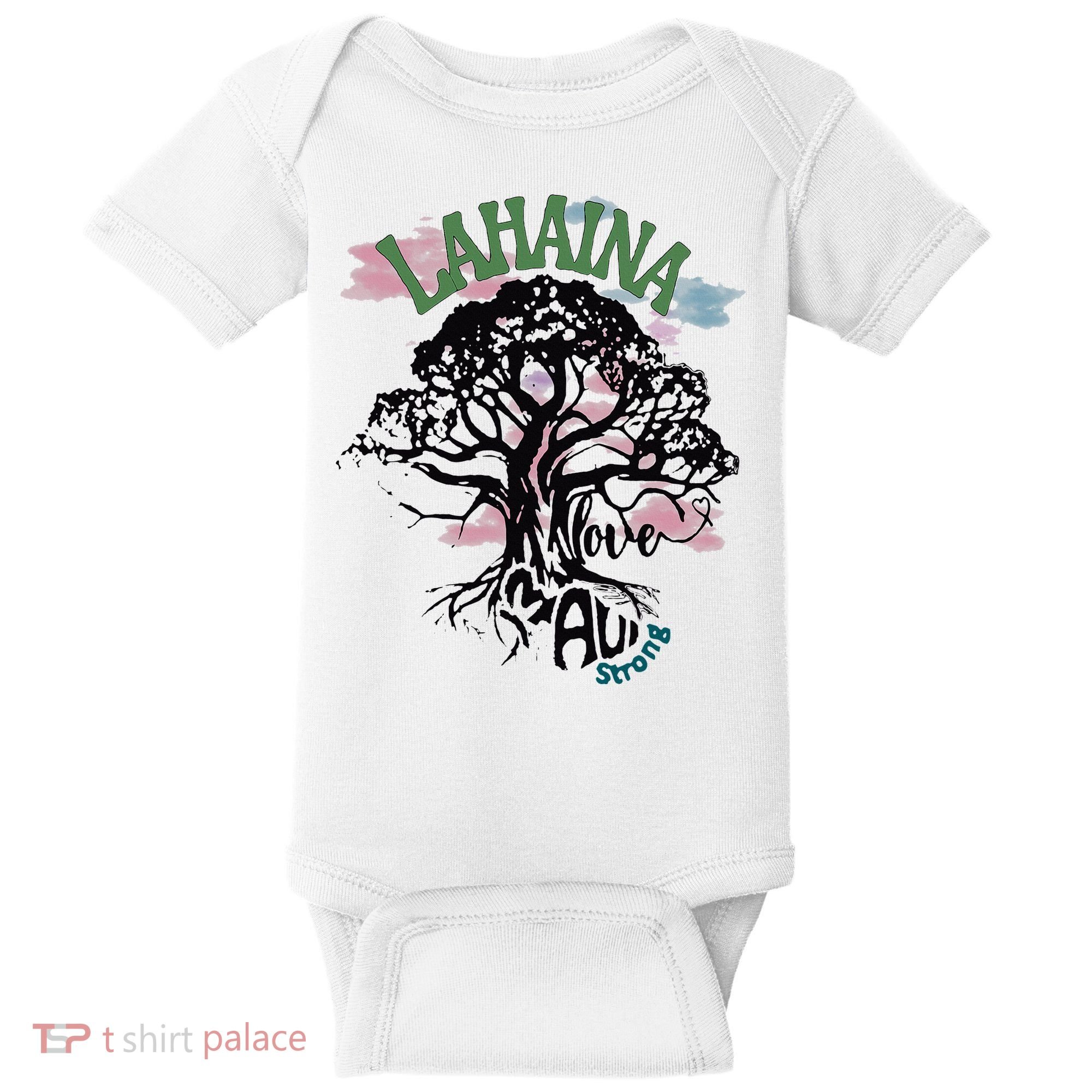 Retro Lahaina Strong Love Maui Support Hawaii Trees Baby Bodysuit