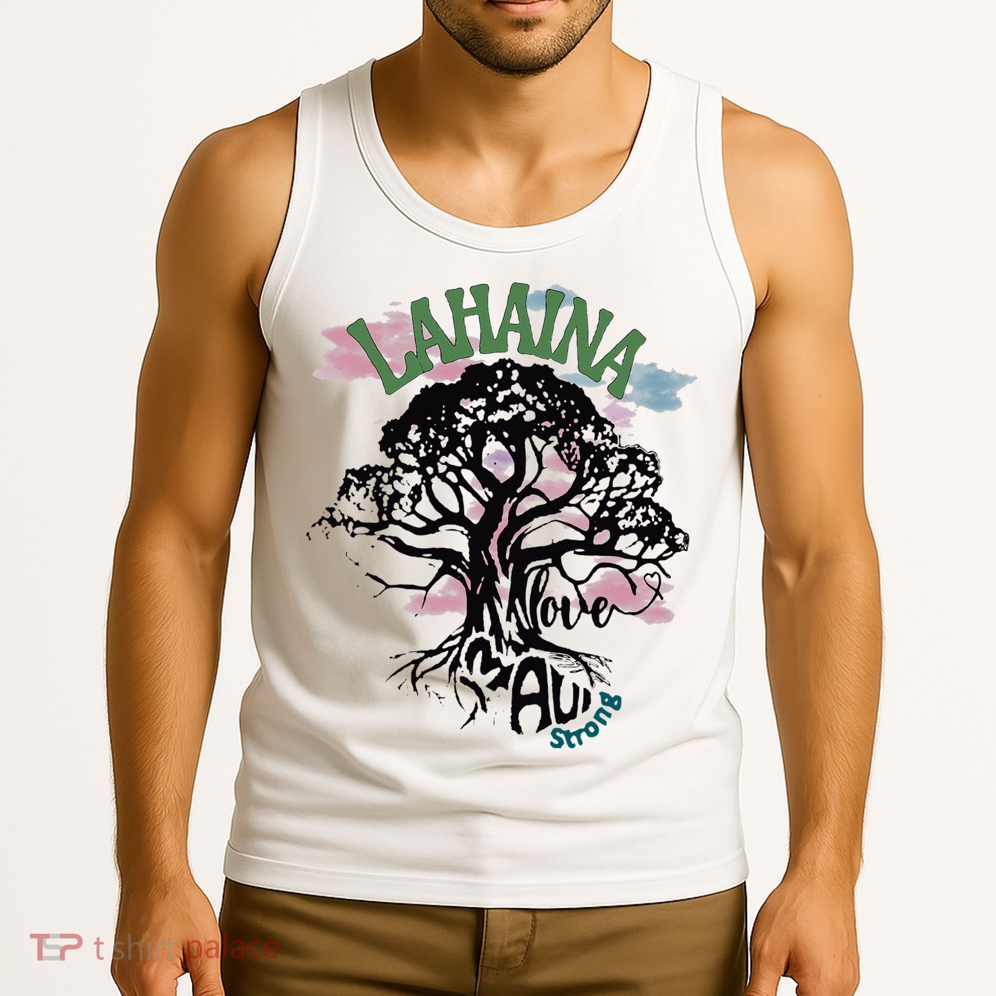 Retro Lahaina Strong Love Maui Support Hawaii Trees Tank Top