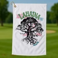 Retro Lahaina Strong Love Maui Support Hawaii Trees Golf Towel thumb 1