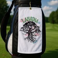 Retro Lahaina Strong Love Maui Support Hawaii Trees Golf Towel thumb 2